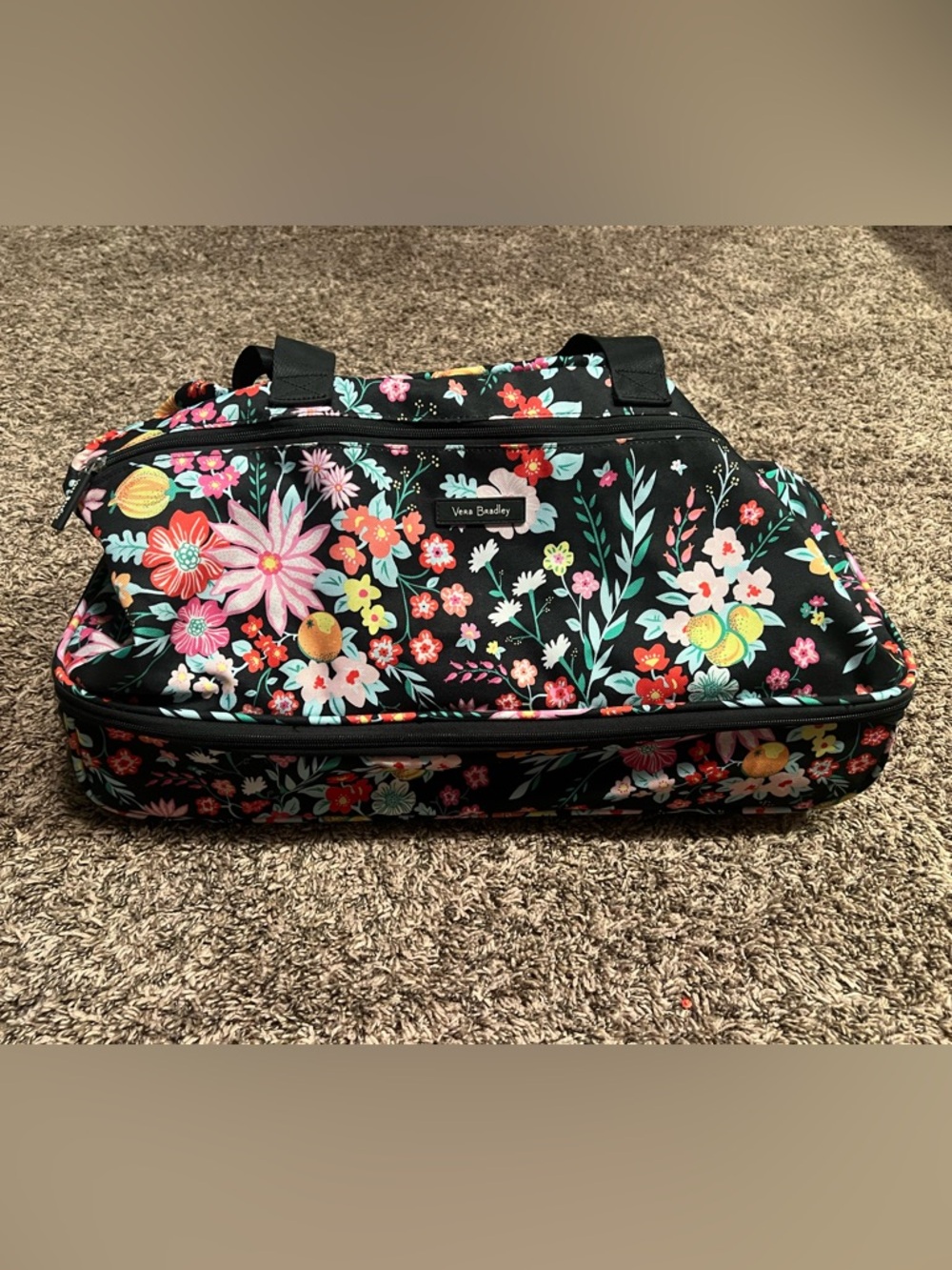 Vera Bradley Black Floral Weekender Bag with Multicolor Blooms